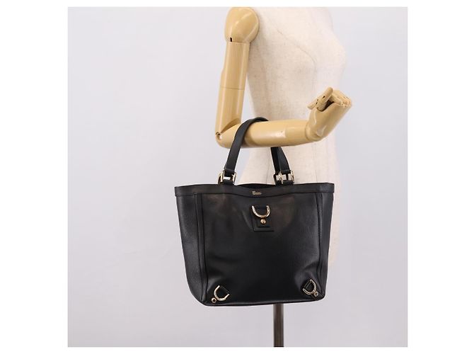Sac à main GUCCI Abbey en cuir noir et doré 130739 Auth LN093V - vue 24