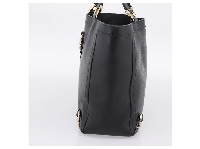Sac à main GUCCI Abbey en cuir noir et doré 130739 Auth LN093V - vue 4
