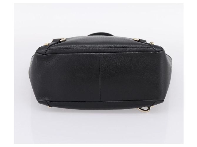 Sac à main GUCCI Abbey en cuir noir et doré 130739 Auth LN093V - vue 5