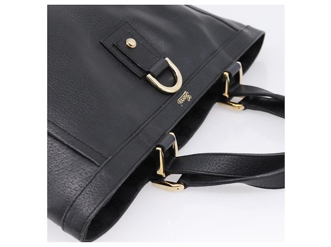 Sac à main GUCCI Abbey en cuir noir et doré 130739 Auth LN093V - vue 6