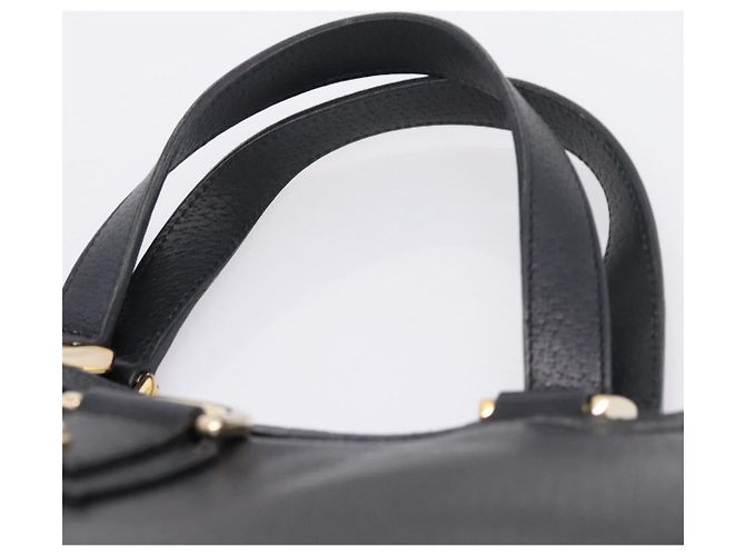 Sac à main GUCCI Abbey en cuir noir et doré 130739 Auth LN093V - vue 8