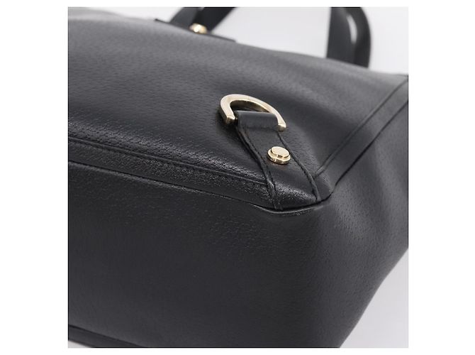 Sac à main GUCCI Abbey en cuir noir et doré 130739 Auth LN093V - vue 9