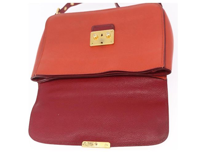 Borsa Miu Miu Madras in pelle 2way Arancione Tono Oro Auth ka6470A - vista 26