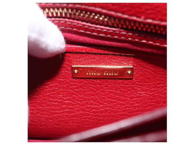 Borsa Miu Miu Madras in pelle 2way Arancione Tono Oro Auth ka6470A - vista 29