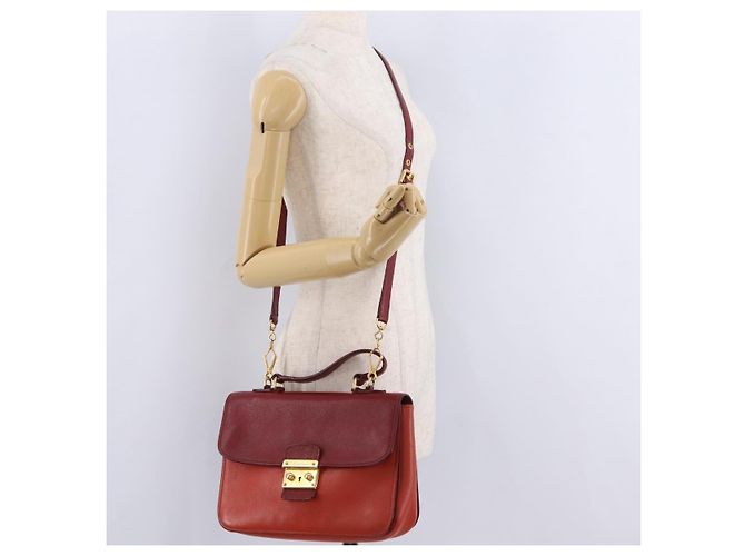 Borsa Miu Miu Madras in pelle 2way Arancione Tono Oro Auth ka6470A - vista 36