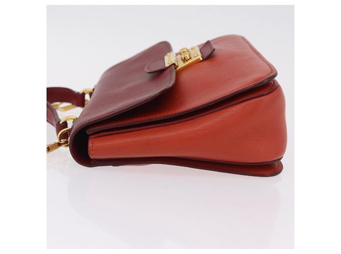 Borsa Miu Miu Madras in pelle 2way Arancione Tono Oro Auth ka6470A - vista 5