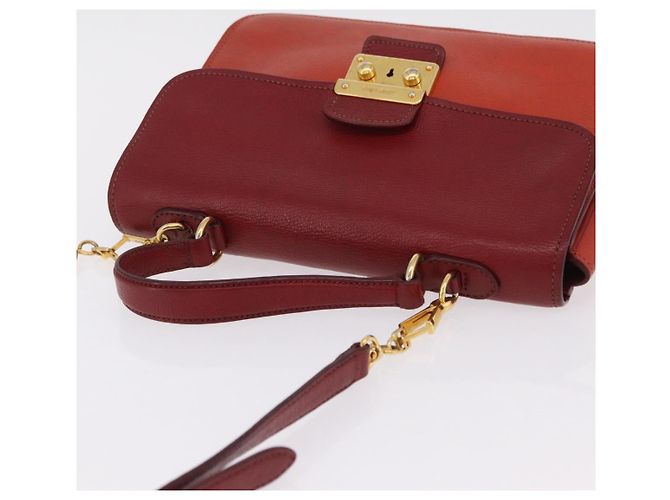 Borsa Miu Miu Madras in pelle 2way Arancione Tono Oro Auth ka6470A - vista 7