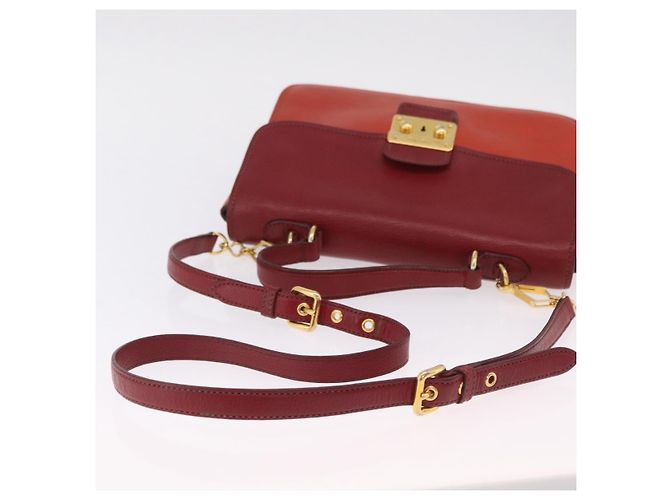 Borsa Miu Miu Madras in pelle 2way Arancione Tono Oro Auth ka6470A - vista 9