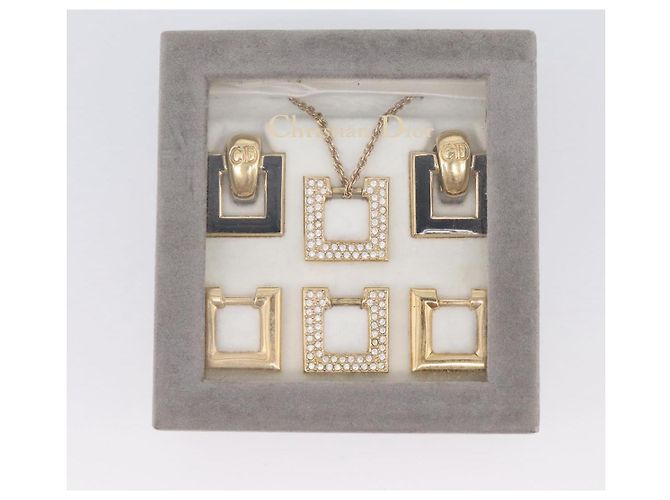 Set di ricambio Collana e Orecchini Christian Dior metallo Tono Oro Auth SW2797V - vista 22
