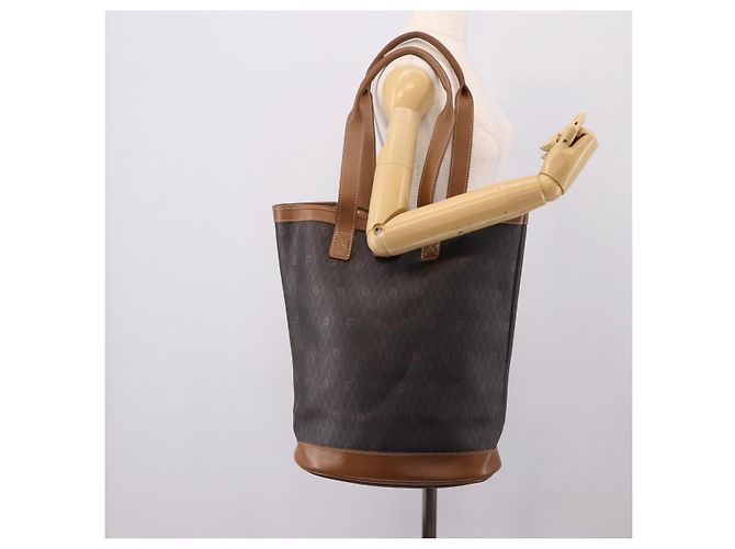 Borsa Tote Christian Dior Honeycomb PVC Nero Marrone Auth ka6433A - vista 22