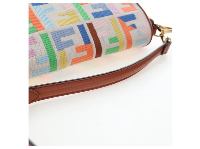 FENDI Zucca Canvas Mamma Baguette Schultertasche 2way Multicolor Gold Auth 204491V Mehrfarben Golden - Ansicht 10