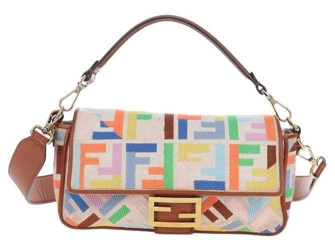 FENDI Zucca Canvas Mamma Baguette Schultertasche 2way Multicolor Gold Auth 204491V Mehrfarben Golden - Ansicht 13