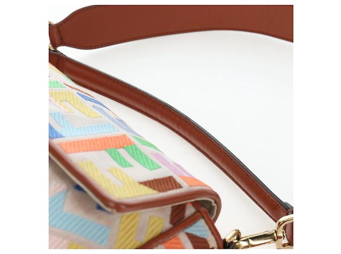 FENDI Zucca Canvas Mamma Baguette Schultertasche 2way Multicolor Gold Auth 204491V Mehrfarben Golden - Ansicht 14