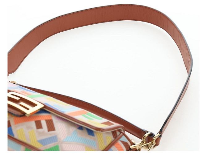 FENDI Zucca Canvas Mamma Baguette Schultertasche 2way Multicolor Gold Auth 204491V Mehrfarben Golden - Ansicht 15