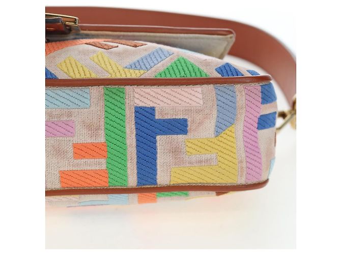 FENDI Zucca Canvas Mamma Baguette Schultertasche 2way Multicolor Gold Auth 204491V Mehrfarben Golden - Ansicht 17