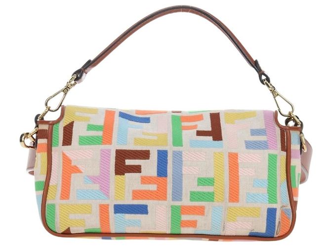 FENDI Zucca Canvas Mamma Baguette Schultertasche 2way Multicolor Gold Auth 204491V Mehrfarben Golden - Ansicht 2