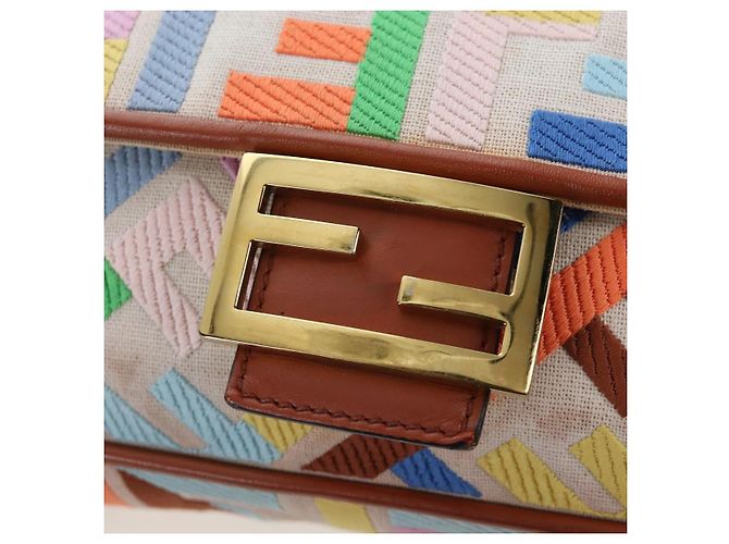 FENDI Zucca Canvas Mamma Baguette Schultertasche 2way Multicolor Gold Auth 204491V Mehrfarben Golden - Ansicht 23