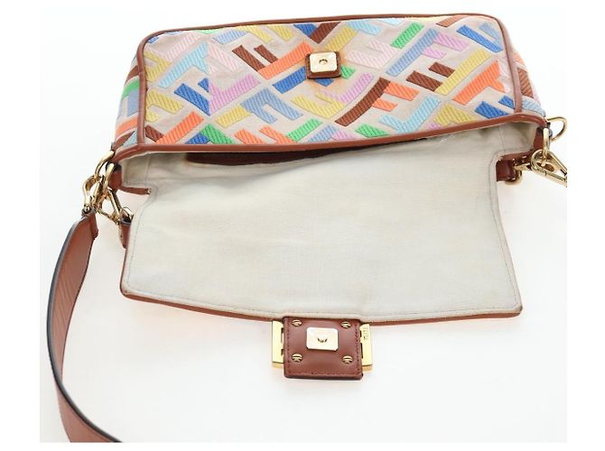 FENDI Zucca Canvas Mamma Baguette Schultertasche 2way Multicolor Gold Auth 204491V Mehrfarben Golden - Ansicht 24