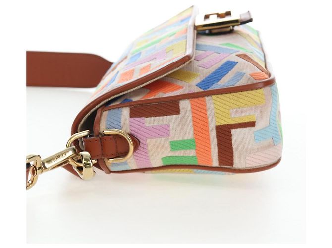 FENDI Zucca Canvas Mamma Baguette Schultertasche 2way Multicolor Gold Auth 204491V Mehrfarben Golden - Ansicht 3