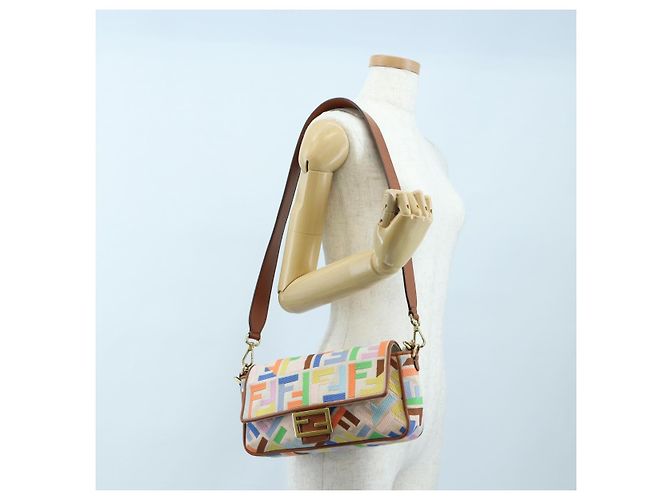 FENDI Zucca Canvas Mamma Baguette Schultertasche 2way Multicolor Gold Auth 204491V Mehrfarben Golden - Ansicht 33