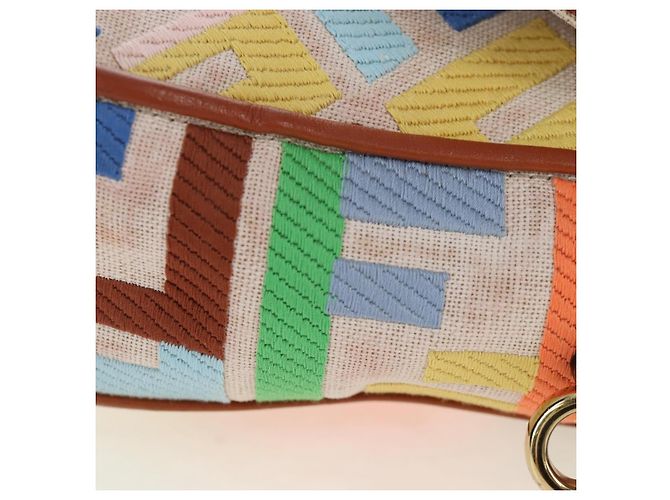 FENDI Zucca Canvas Mamma Baguette Schultertasche 2way Multicolor Gold Auth 204491V Mehrfarben Golden - Ansicht 5