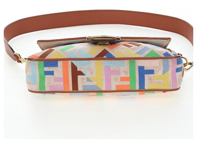 FENDI Zucca Canvas Mamma Baguette Schultertasche 2way Multicolor Gold Auth 204491V Mehrfarben Golden - Ansicht 6