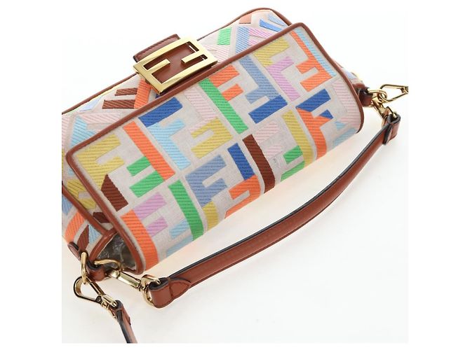 FENDI Zucca Canvas Mamma Baguette Schultertasche 2way Multicolor Gold Auth 204491V Mehrfarben Golden - Ansicht 7