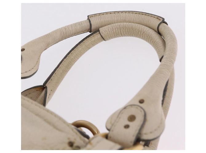 Chloé Chloe Paddington Handtasche aus Leder Ivory Gold Silver Auth am12724V Silber Golden Roh - Ansicht 10