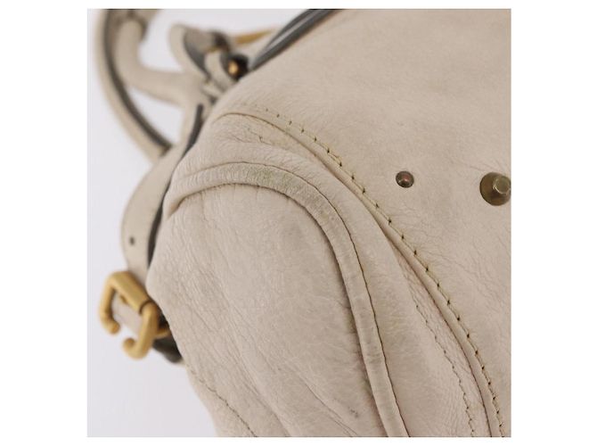 Chloé Chloe Paddington Handtasche aus Leder Ivory Gold Silver Auth am12724V Silber Golden Roh - Ansicht 14