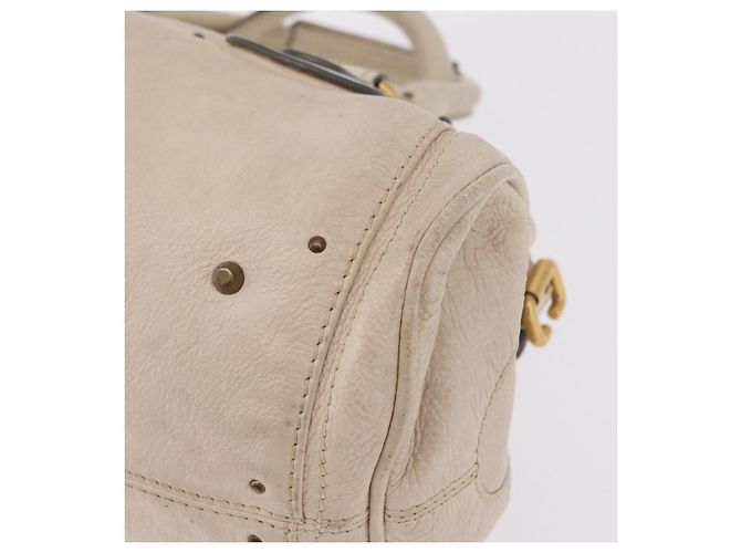 Chloé Chloe Paddington Handtasche aus Leder Ivory Gold Silver Auth am12724V Silber Golden Roh - Ansicht 15