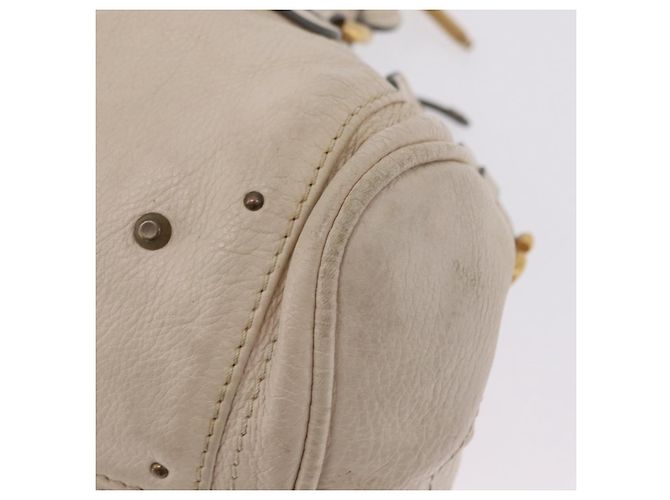 Chloé Chloe Paddington Handtasche aus Leder Ivory Gold Silver Auth am12724V Silber Golden Roh - Ansicht 17