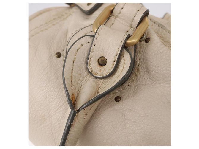 Chloé Chloe Paddington Handtasche aus Leder Ivory Gold Silver Auth am12724V Silber Golden Roh - Ansicht 19