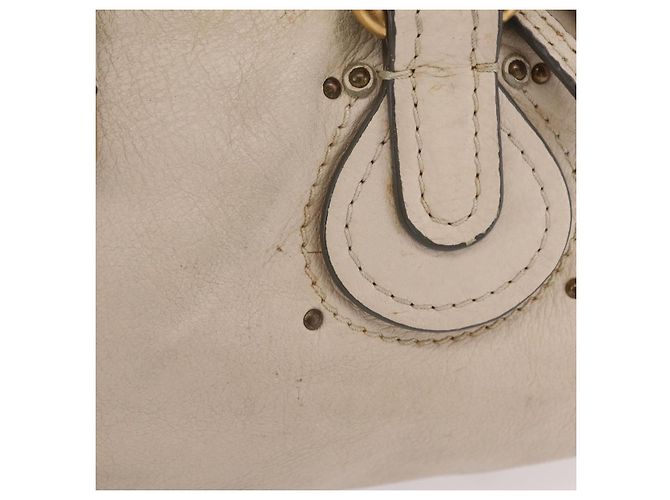 Chloé Chloe Paddington Handtasche aus Leder Ivory Gold Silver Auth am12724V Silber Golden Roh - Ansicht 2