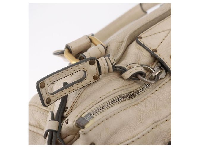 Chloé Chloe Paddington Handtasche aus Leder Ivory Gold Silver Auth am12724V Silber Golden Roh - Ansicht 22