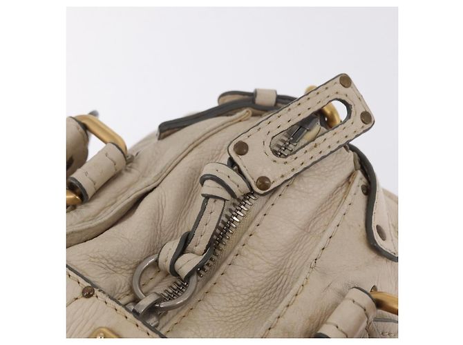 Chloé Chloe Paddington Handtasche aus Leder Ivory Gold Silver Auth am12724V Silber Golden Roh - Ansicht 23