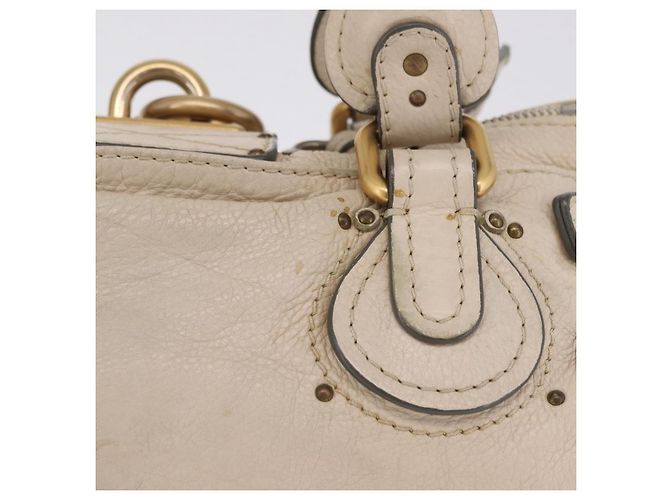 Chloé Chloe Paddington Handtasche aus Leder Ivory Gold Silver Auth am12724V Silber Golden Roh - Ansicht 4