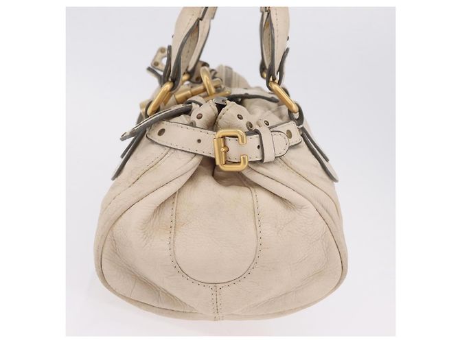 Chloé Chloe Paddington Handtasche aus Leder Ivory Gold Silver Auth am12724V Silber Golden Roh - Ansicht 5
