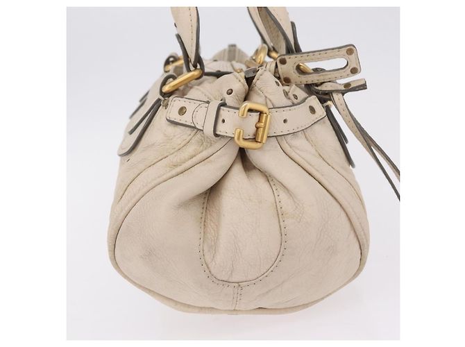 Chloé Chloe Paddington Handtasche aus Leder Ivory Gold Silver Auth am12724V Silber Golden Roh - Ansicht 6