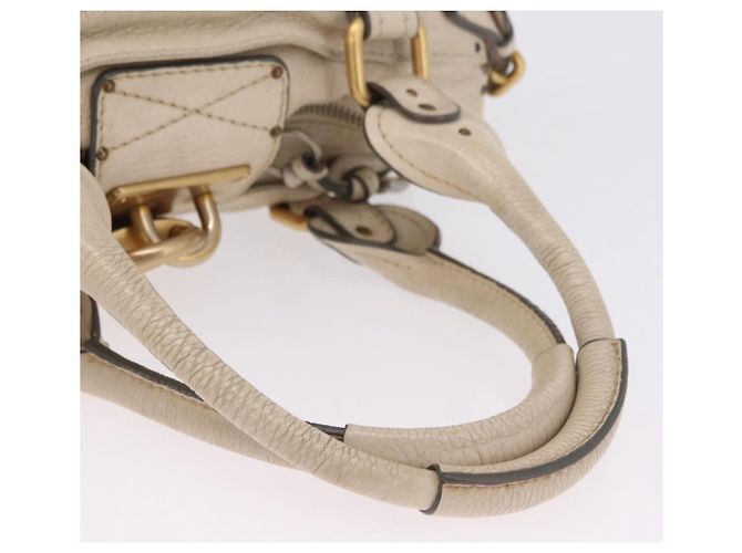 Chloé Chloe Paddington Handtasche aus Leder Ivory Gold Silver Auth am12724V Silber Golden Roh - Ansicht 9
