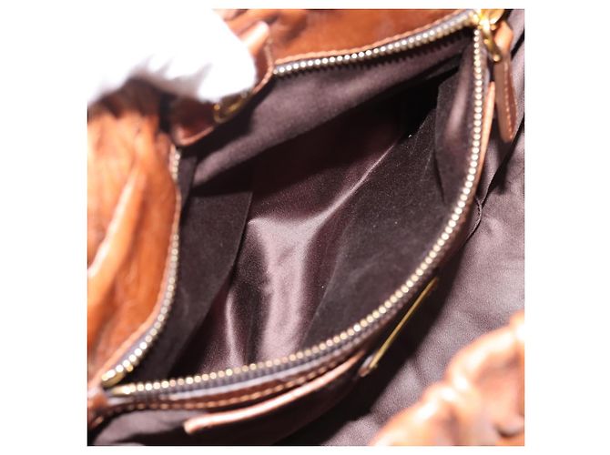 Borsa a mano Miu Miu con fiocco laterale in pelle 2way Brown Gold RT0383 Auth am12737M Marrone D'oro - vista 23