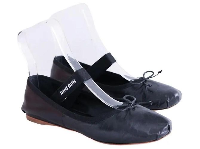 Bailarinas Miu Miu de piel negra Negro - vue 3