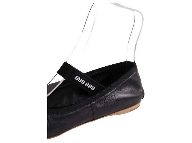 Bailarinas Miu Miu de piel negra Negro - vue 5