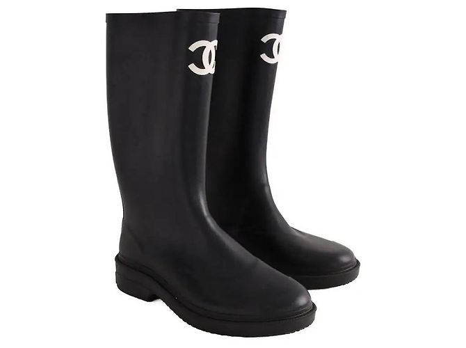 Stivali Chanel in gomma neri Taglia 40 Nero - vista 3