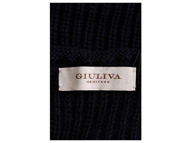 Autre Marque Pull GIULIVA HERITAGE en coton bleu marine XS - vue 5