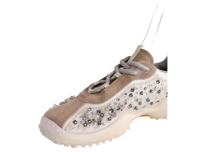 Miu Miu Sneakers in tessuto tecnico ricamato bubble bianche Bianco - vista 4