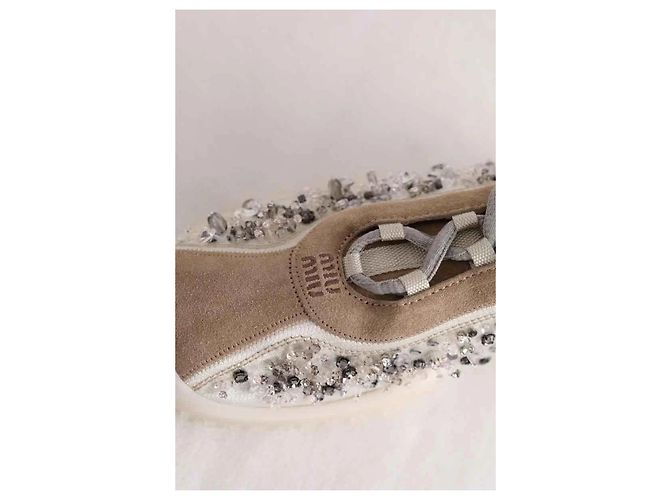 Miu Miu Sneakers in tessuto tecnico ricamato bubble bianche Bianco - vista 5