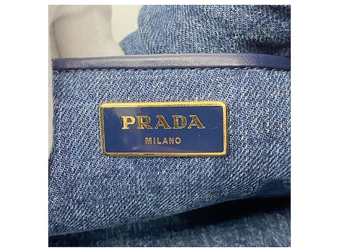 Saco Tote Prada Canapa Denim Azul marinho - vista 5