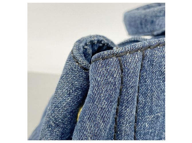 Saco Tote Prada Canapa Denim Azul marinho - vista 7