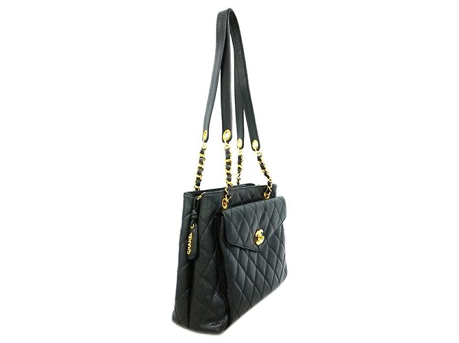 Bolso Tote Chanel de piel de becerro granulada negra Negro - vista 2