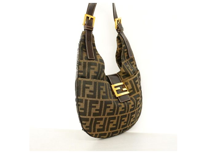 Fendi Zucca Schultertasche aus Nylon und Canvas Braun - Ansicht 2